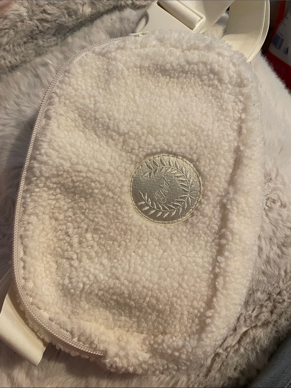 PINK Victoria's Secret Cream Sherpa Belt Bag